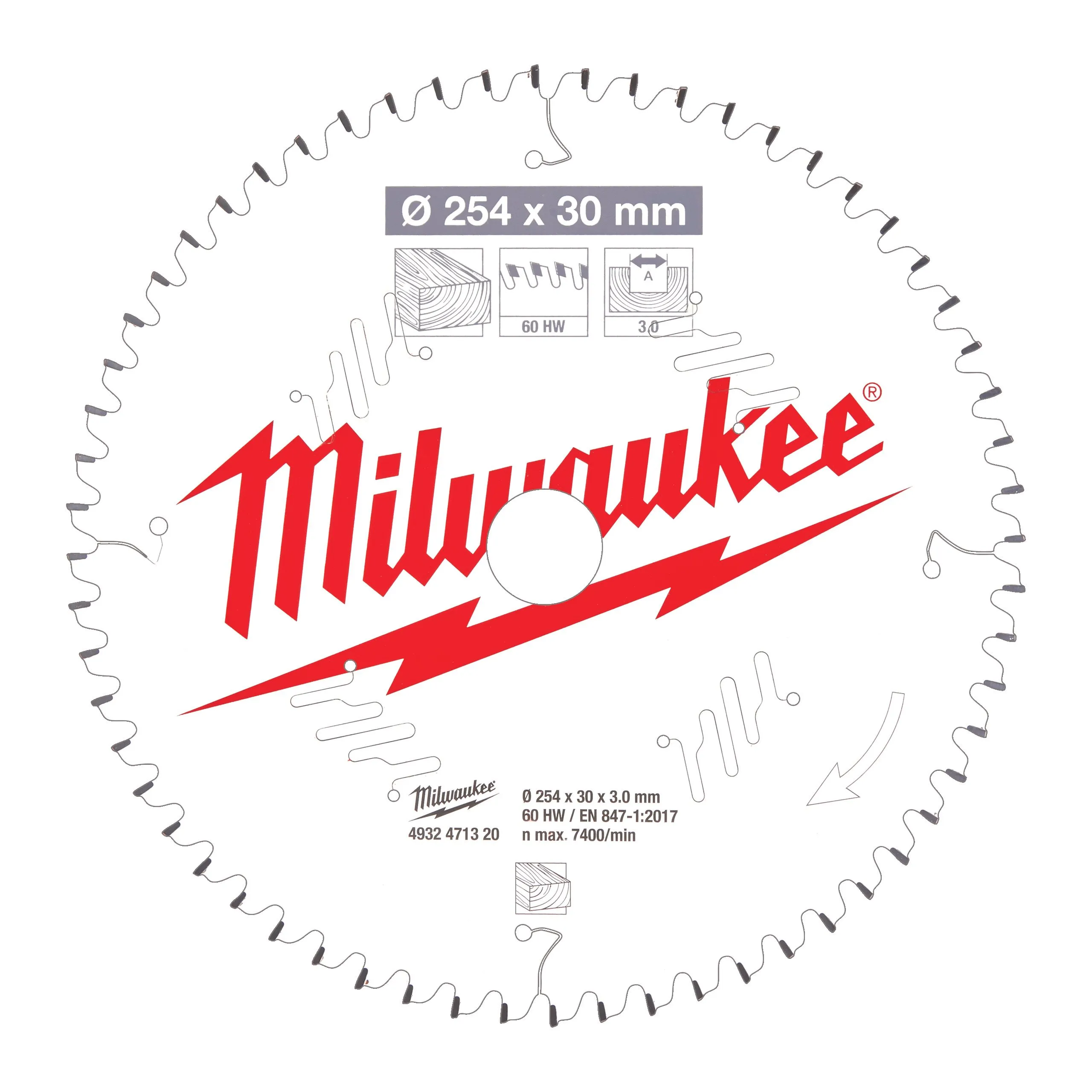 Диск пильный 254x3,0х30 мм / Z60 (дерево), MILWAUKEE Milwaukee 4932471320