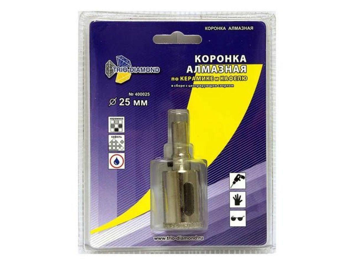 Коронка алмазная d 25 мм. по керамике и кафелю TRIO-DIAMOND 400025