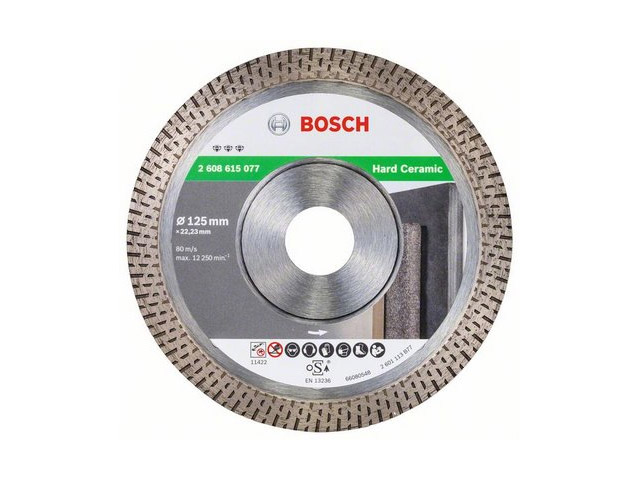 Алмазный круг 125х22 mm по керамике Turbo BEST FOR HARD CERAMIC (сухая резка) BOSCH 2608615077