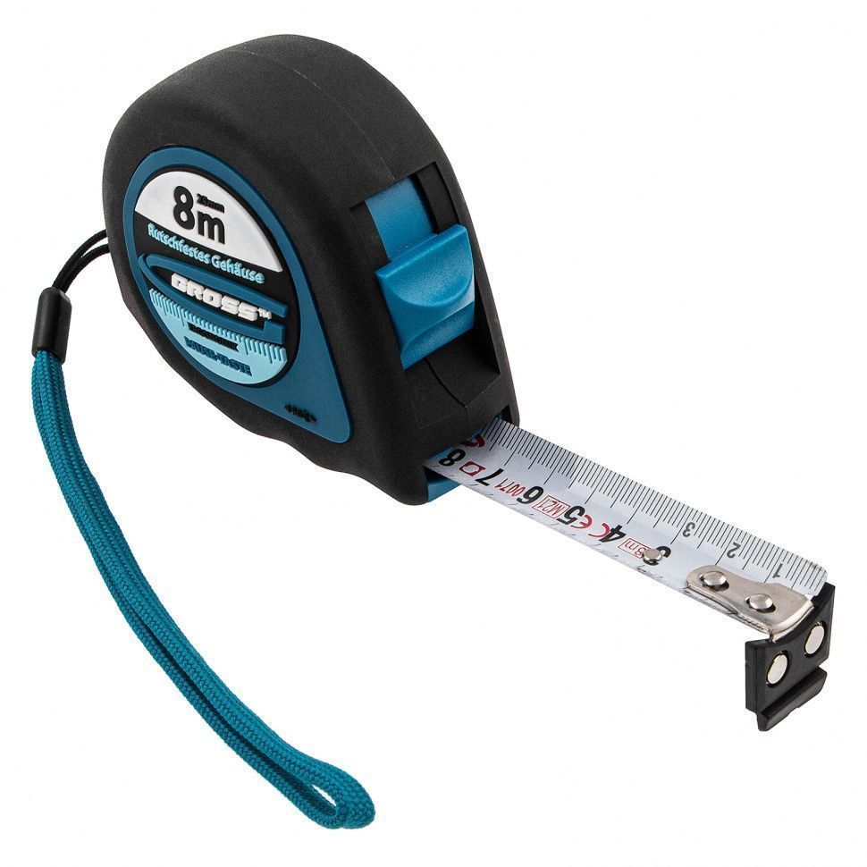 Рулетка "Ergonomisch", 8 м x 25 мм, магнитный обрезиненный зацеп Gross 31104