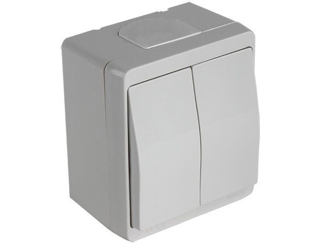 Выключатель 2-клав. (открытый) серый, NEMLIYER  (10 A, 250 V, IP 44)  MUTLUSAN 21503020103