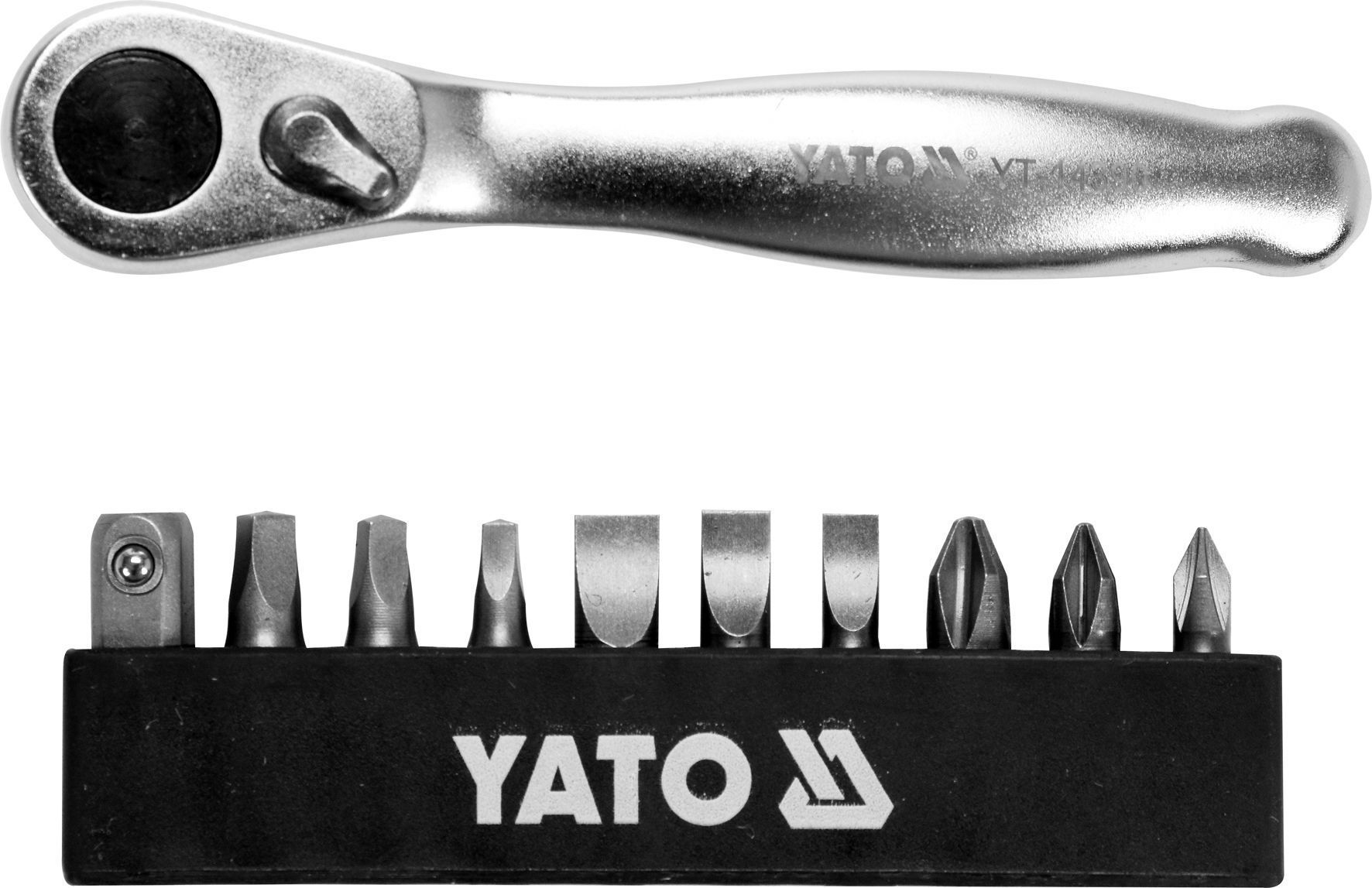 Набор инструмента, трещотка + биты (11пр.)  YATO YT-14390