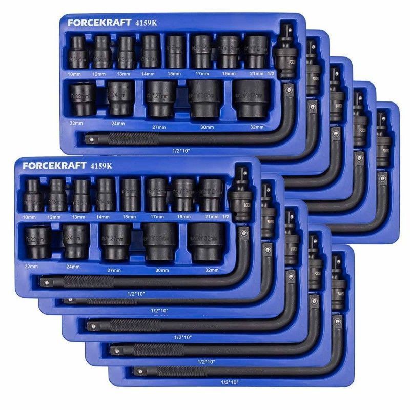Набор головок ударных 15пр. 1/2" (6-гр.) (10-32мм) в ложементе FORCEKRAFT FK-4159K (10 K-T)