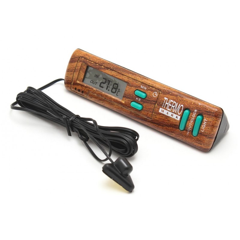 Термометр  внутр/наружн+часы (с подсветкой)  KING BT-7 (wood)