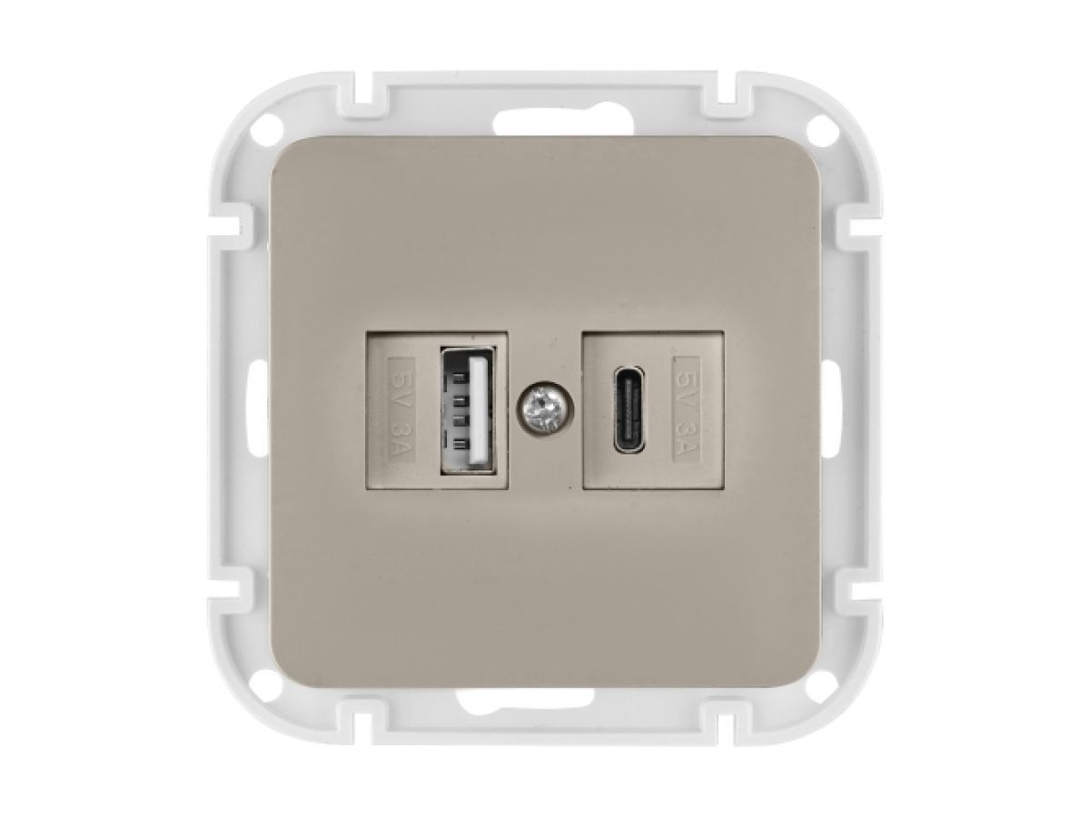 Розетка с двумя USB-разъемами (скрытая, узел) песочная, Astrum BYLECTRICA РП5-6562 песочн
