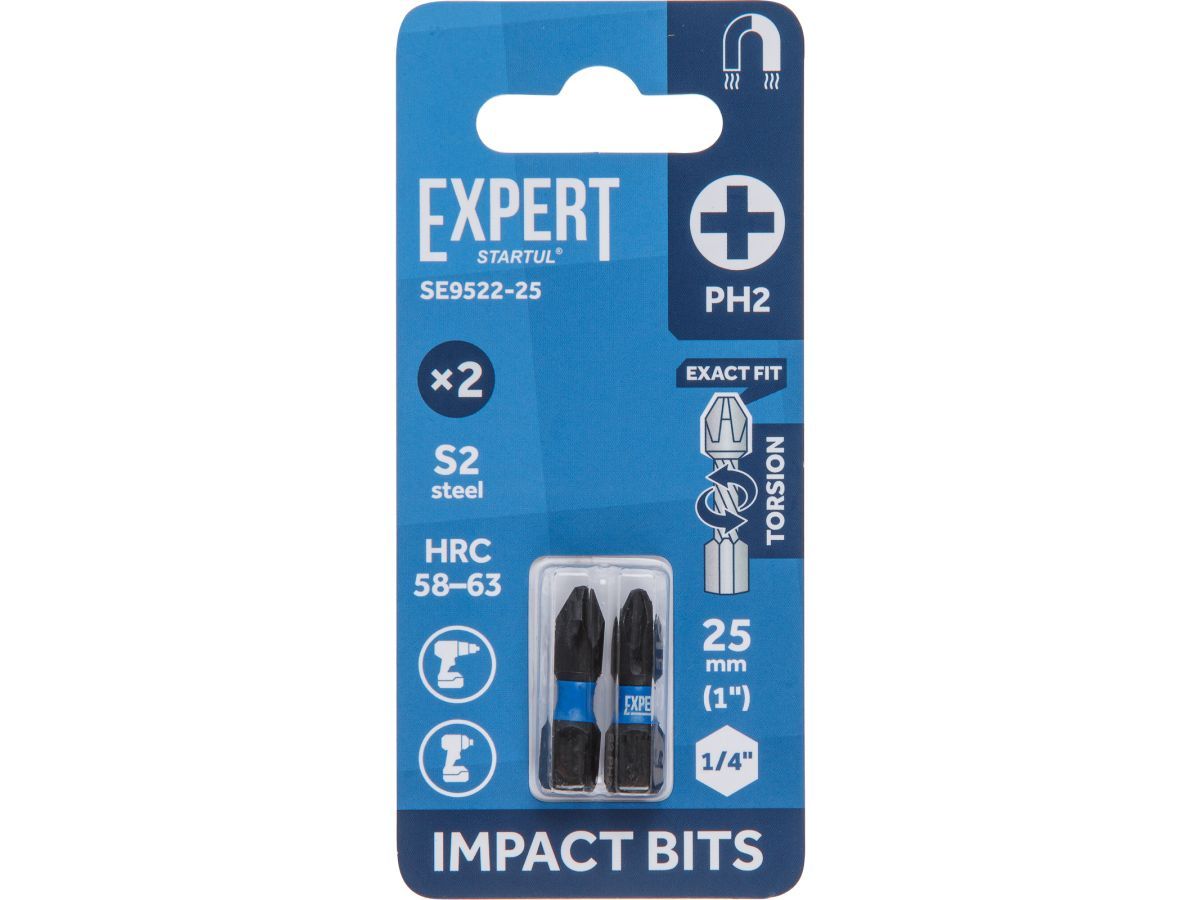 Насадка ударная PH2 25мм 2шт EXPERT (SE9522-25) (торсионная бита Impact) STARTUL SE9522-25
