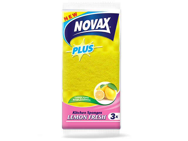 Губки кухонные ароматизированные 3шт NV Plus, материал: пенополиуретан и фибра,  ...NOVAX 0540NVP