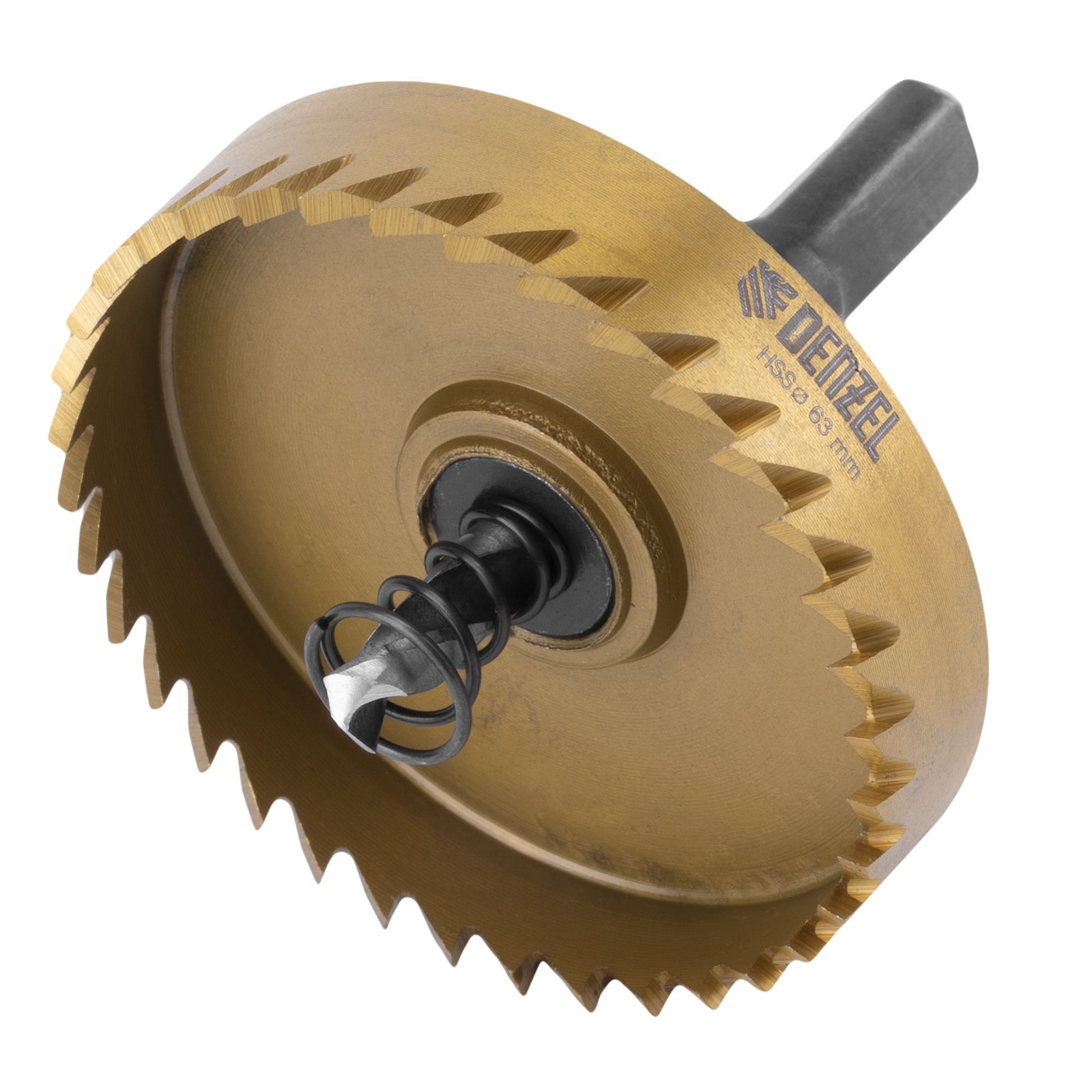 Коронка по металлу HSS, 63 mm, нитридтитановое покрытие  Denzel 724120