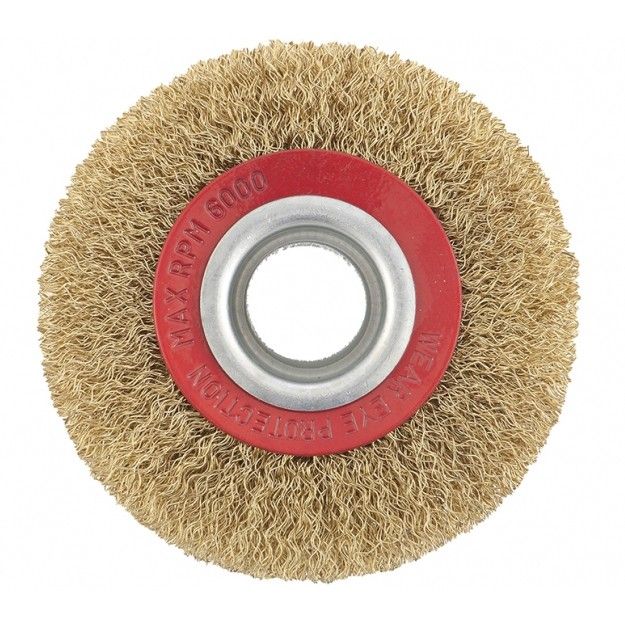 Щетка для точила, 125 мм, посадка 20 мм, плоская, латунир. витая проволока Matrix 74659
