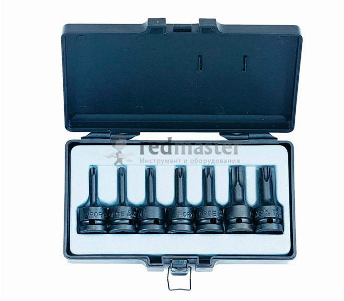 Набор бит-насадок торкс ударных 7 пр., 1/2" (Т30,Т40,Т45,Т50,Т55,Т60,Т70) Force 4078