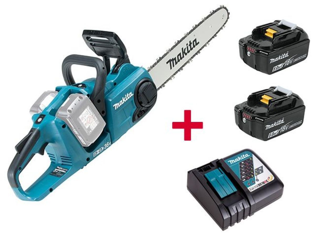 Аккум. пила цепная DUC 353 Z шина 35 см (14"), 3/8, 1.1 мм 18+18 В, 2 АКБ ,6.0 А/ч, Li-Ion, зар. DC18RC, MAKITA DUC353ZA4