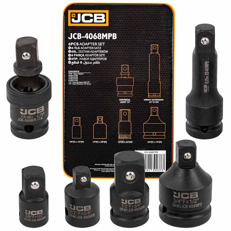 Адаптеры ударные, кардан ударный, удлинитель ударный, набор 6пр.  ...JCB JCB-4068MPB