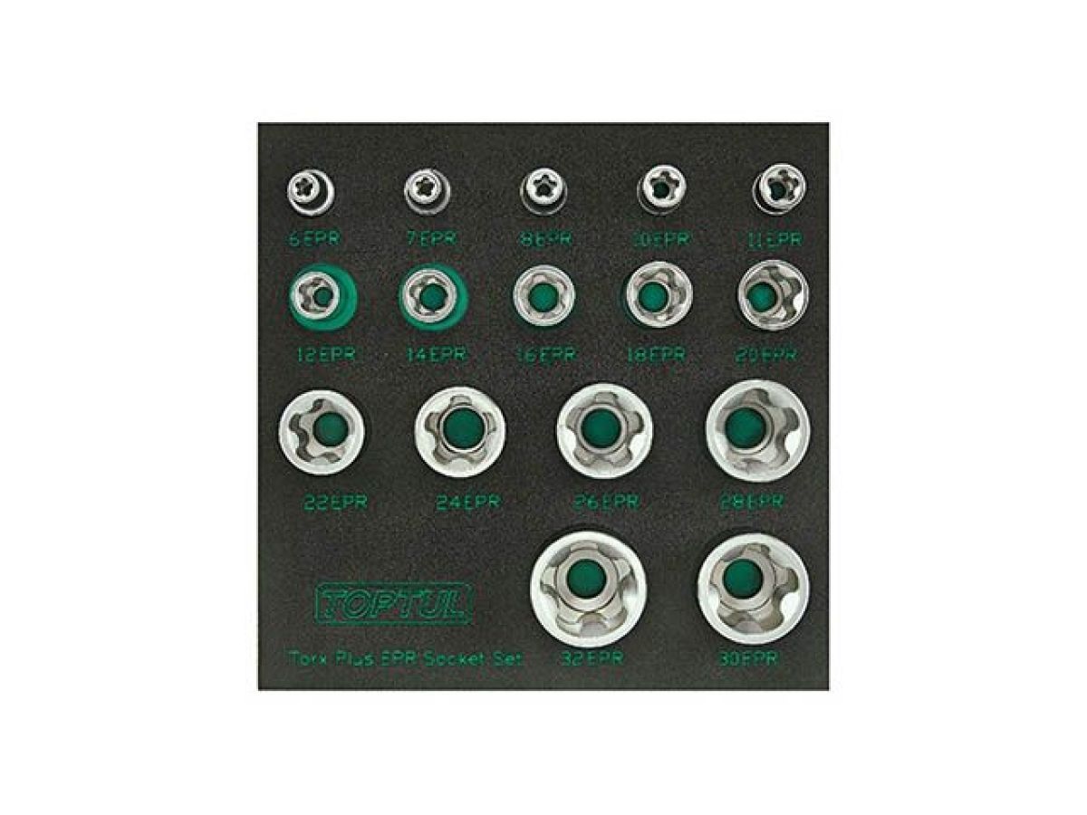 Набор головок 1/4", 3/8", 1/2", 6EPR-32EPR 16пр. Toptul GABF1601