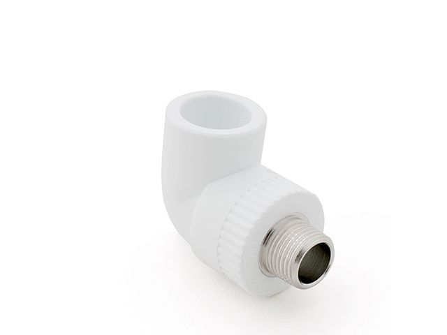 Колено ПП комб. наружн.резьба 32х3/4", белый  (Угольник 32х1/2" нар.) РосТурПласт 10805