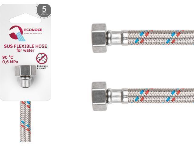 Подводка гибкая, SUS, гайка 1/2" - гайка 1/2" 150см ECONOCE EC020150