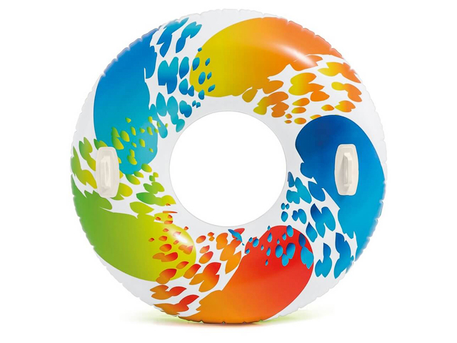 Надувной круг для плавания с ручками Color Whirl, 122 см  INTEX 58202EU