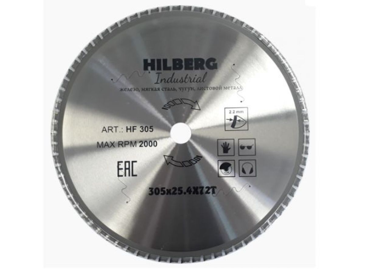 Диск пильный 305x25,4 мм 72 зуб.по металлу Industrial HILBERG HF305
