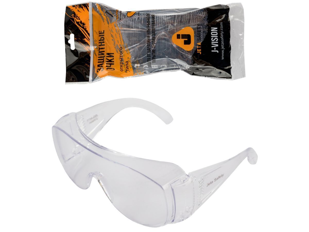 Очки открытые J-Vision прозрачные (с боковой защитой) JETA SAFETY JSG-4411