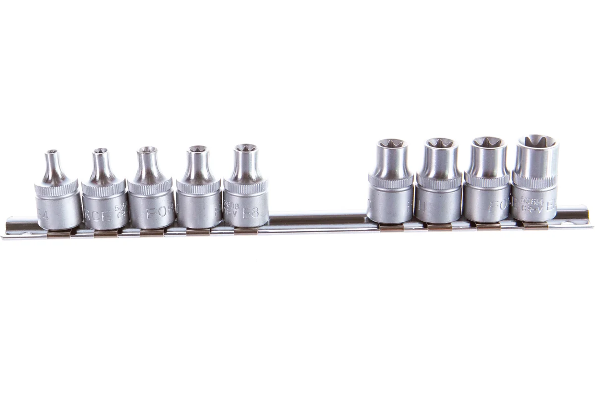 Набор головок 3/8", Е4-Е14, 9 пр. Е-профиль Force 3091