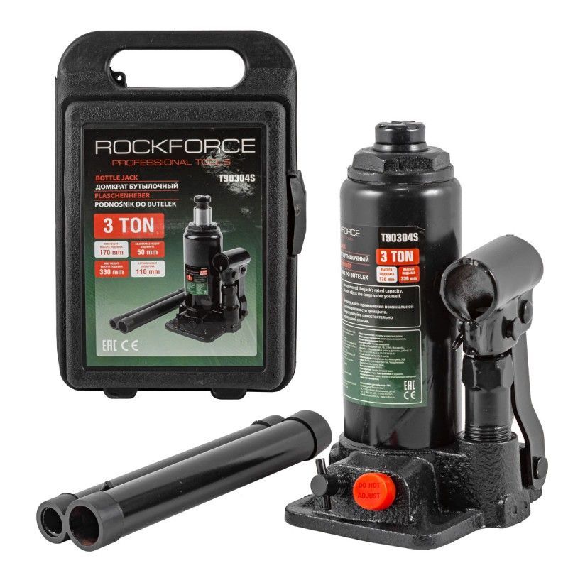 Домкрат бутылочный 3т, 180-345мм, в кейсе Rock FORCE RF-T90304S(DS) Домкрат бутылочный 3т, 180-345мм, в кейсе Rock FORCE RF-T90304S(DS)