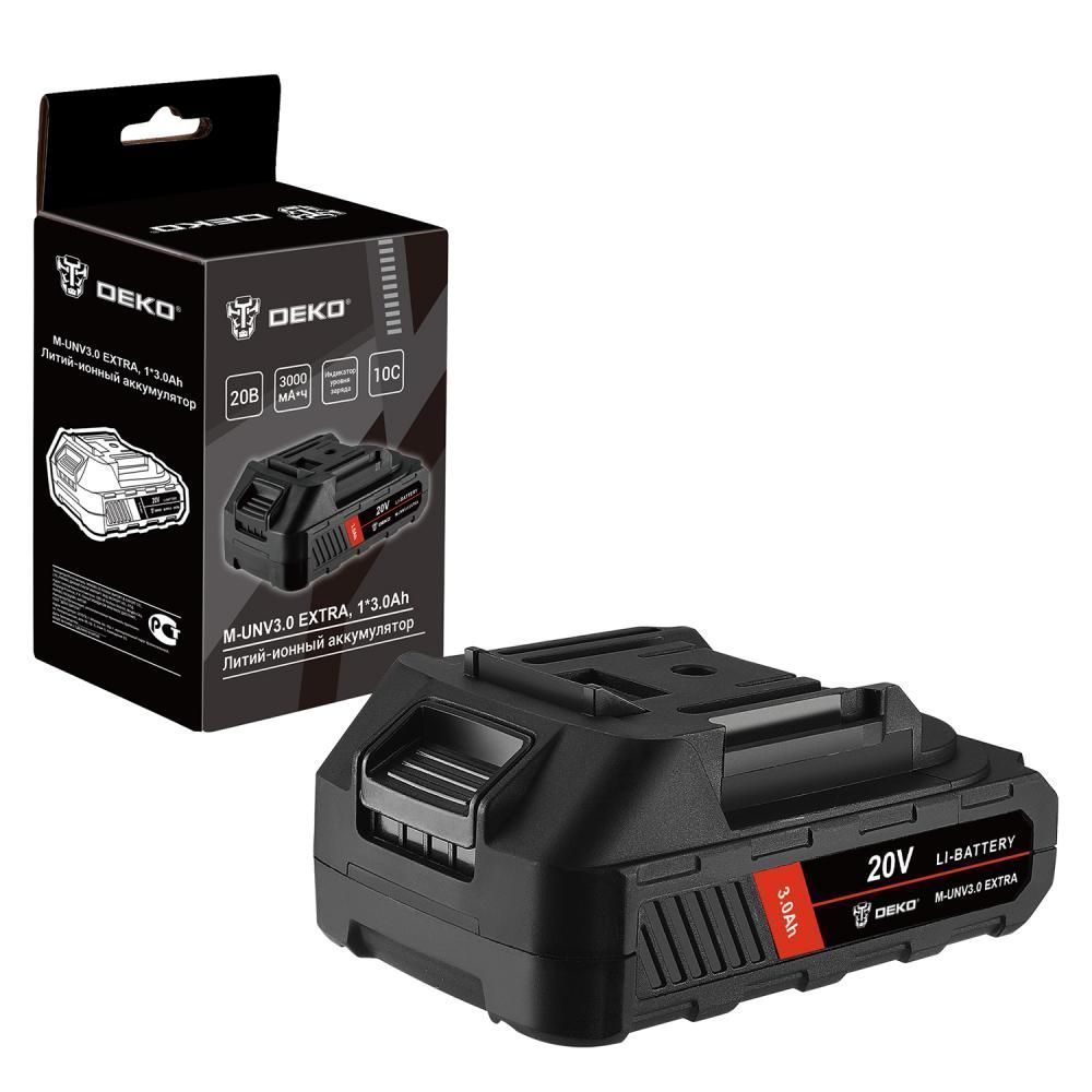 Аккумулятор, 20В, 1АКБ 3,0 А/ч,  DEKO M-UNV3.0 EXTRA