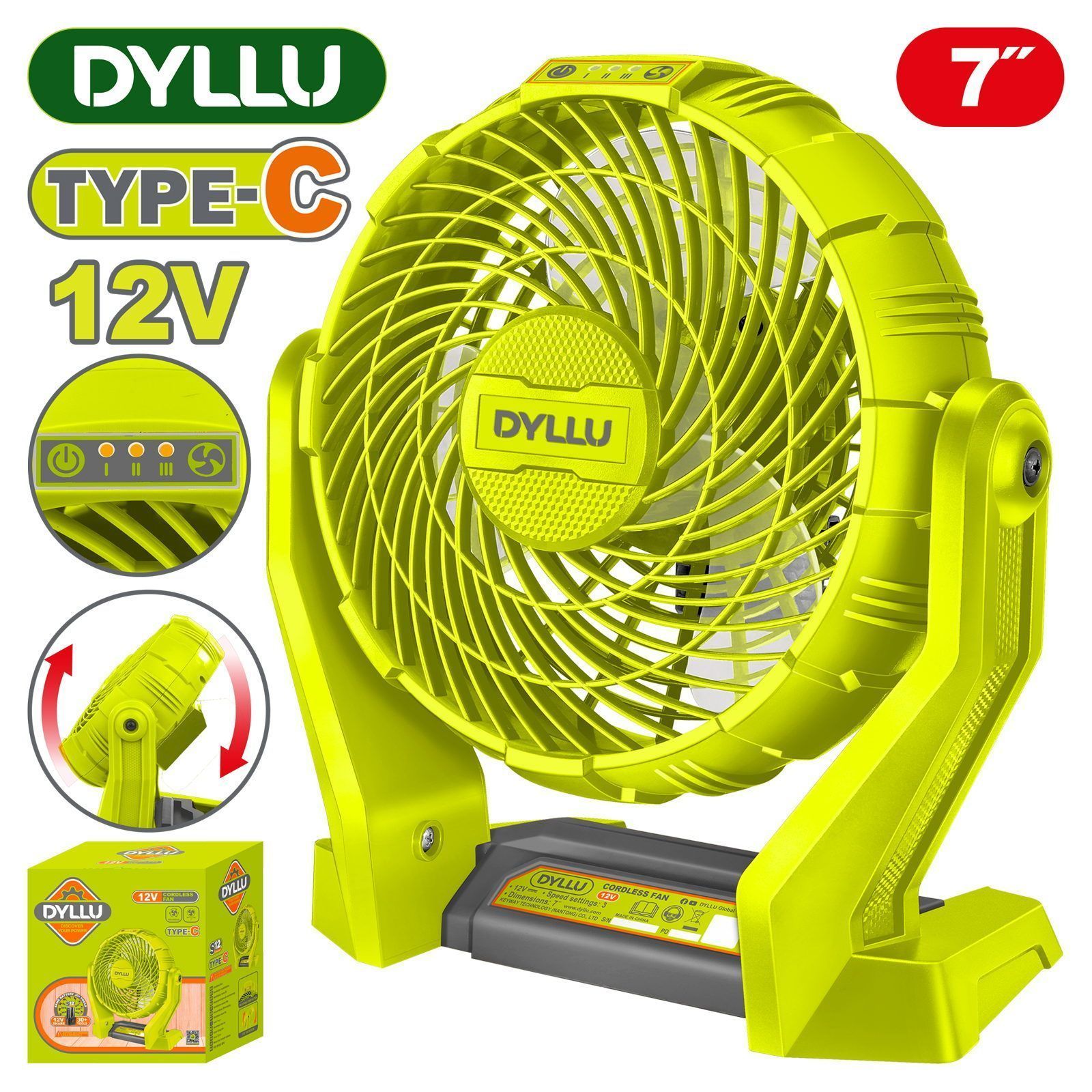 Вентилятор аккумуляторный  DYLLU DTLF1507