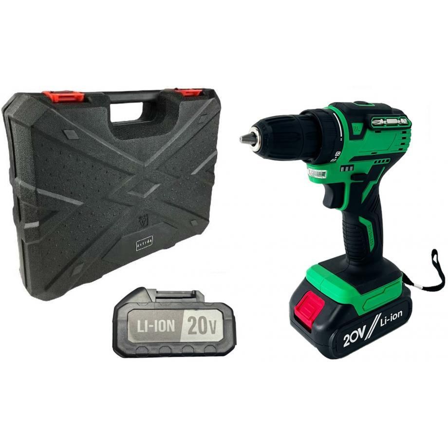 Дрель-шуруповерт аккумуляторная, 20В, 2 АКБ 4.0 А/ч,  Greenpower 20 Pro SET 1...Zitrek 063-4061
