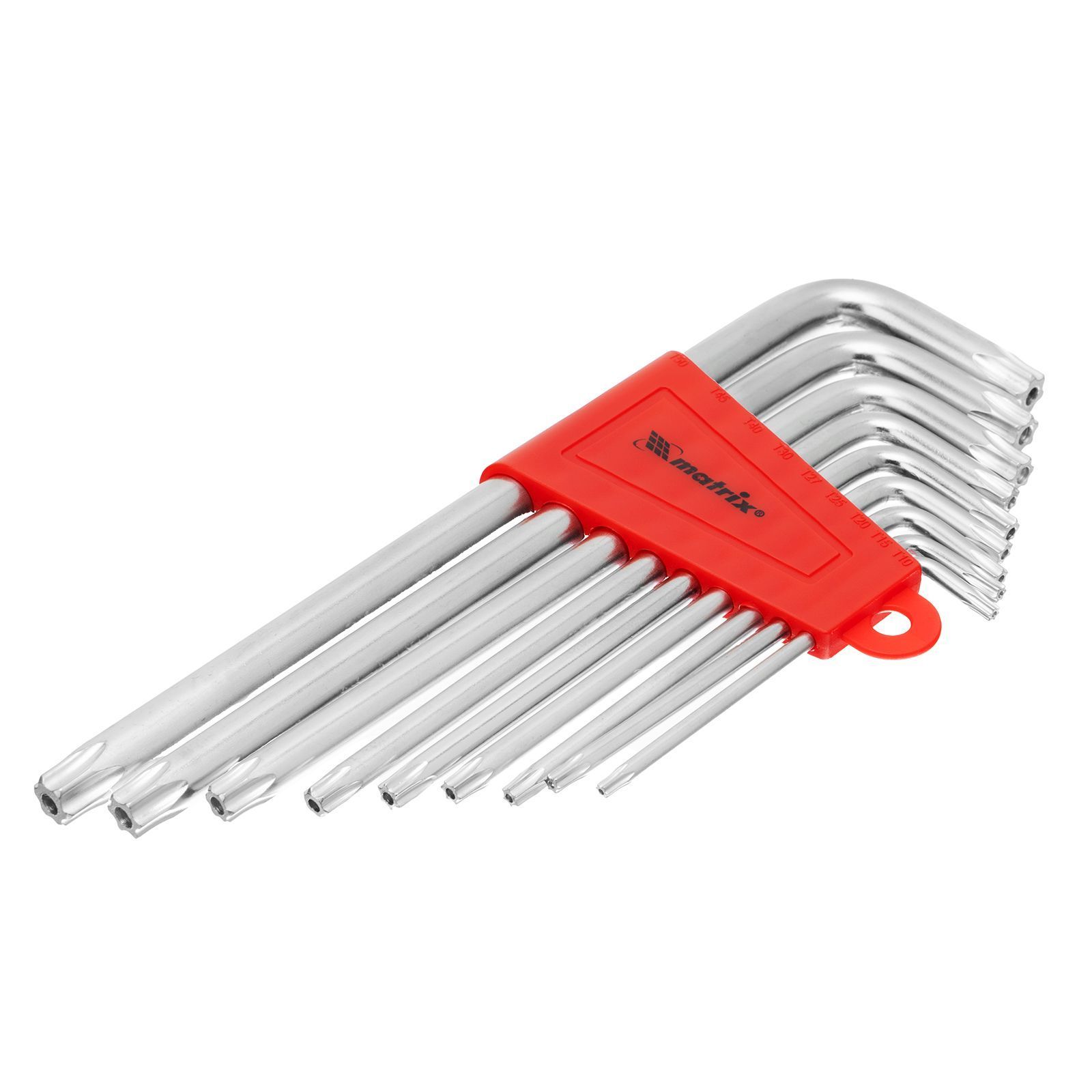 Набор ключей имбусовых TORX, 9 шт., T10-T50, CrV, удлиненные, сатин. Matrix 12306