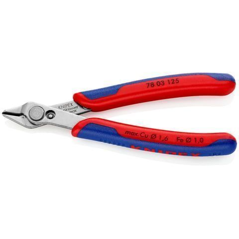 Бокорезы прецизионные Electronic Super Knips® кромка без фаски,L-125 мм, твёрдость  54 HRC, INOX, 2-...KNIPEX 7803125