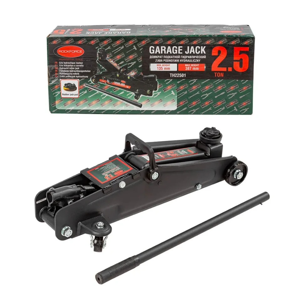 Домкрат подкатной гидравлический 2.5т (h min 135мм, h max 387мм) Rock FORCE RF-TH22501