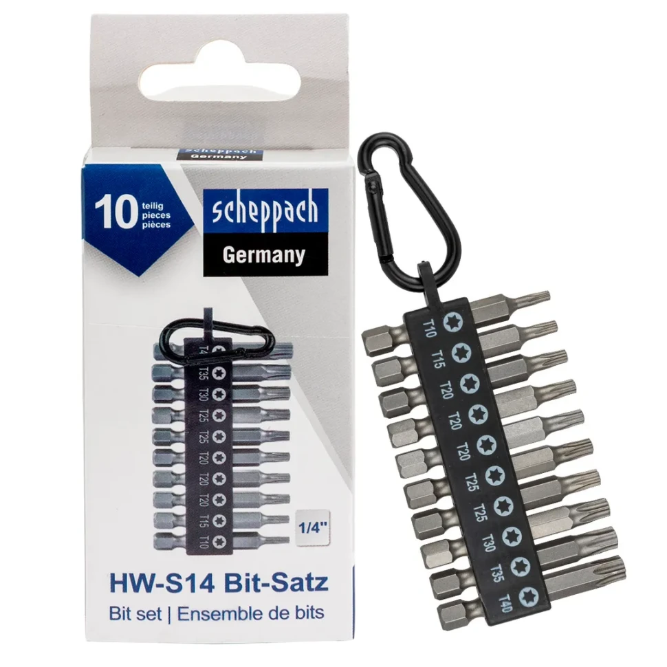Биты TORX 1/4"х50мм, набор 10пр. Scheppach Sch-HW-S14
