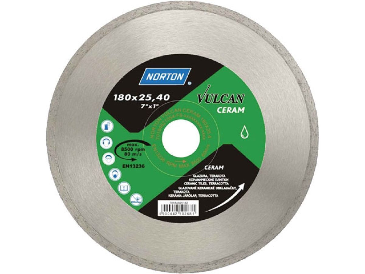 Алмазный круг 200х25.4 mm по керамике сплошной VULCAN TILE (Мокрая резка) NORTON 70184625183