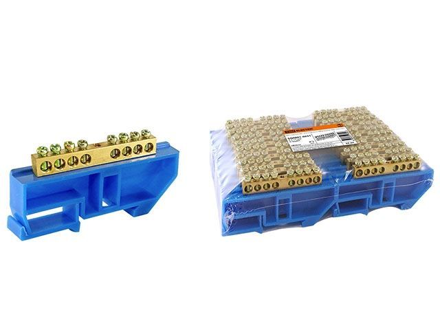 Шина "N" нулевая с изолятором на DIN-рейку 8x12мм стойка бол. 8 групп  ...TDM SQ0801-0031