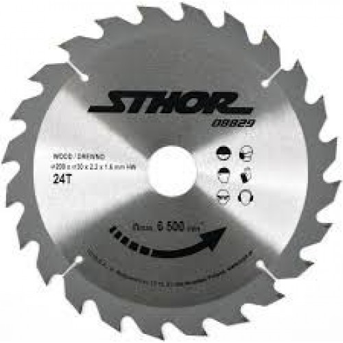 Диск пильный с напаянными зубцами из твердых сплавов 200/30 24T STHOR 8829