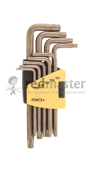Набор ключей торкс  Т10Н-Т50Н 9 пр.длинных с отверстием  Force 5098LT