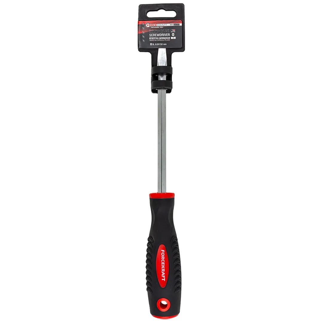 Отвертка шлицевая магнитная "Profi" S2 SL8.0х150мм, FORCEKRAFT FK-70180150