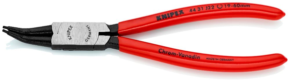Щипцы для внутренних стопорных колец, губки 45°, L-180 мм, Cr-V, чёрные, обливные рукоятки  KNIPEX 4431J22