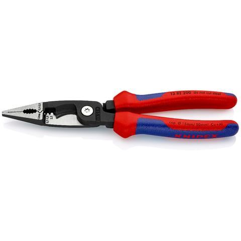 Клещи электромонтажные, 6-в-1, L-200 мм, чёрные, 2-комп. рукоятки   ...KNIPEX 1382200