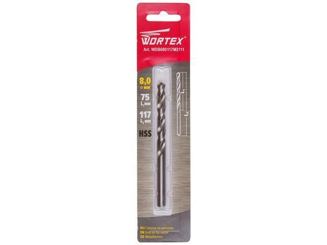 Сверло по металлу ц/х 8.0х75х117 mm HSS  WORTEX WDB080117M2111