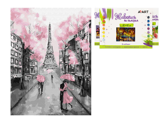 Живопись по номерам на картоне 30х40 см "Париж после дождя"  ...Azart 4813283052125