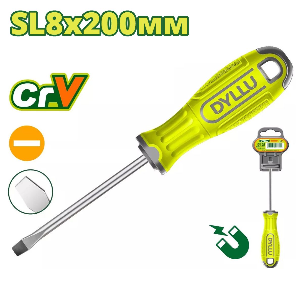 Отвертка шлицевая SL8 200мм  DYLLU DTSD1288