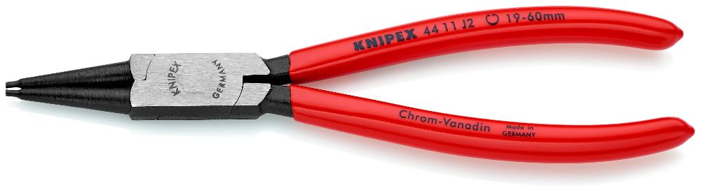 Щипцы для внутренних стопорных колец, прямые губки, L-180 мм, Cr-V, чёрные, обливные рукоятки (KNIPE KNIPEX 4411J2