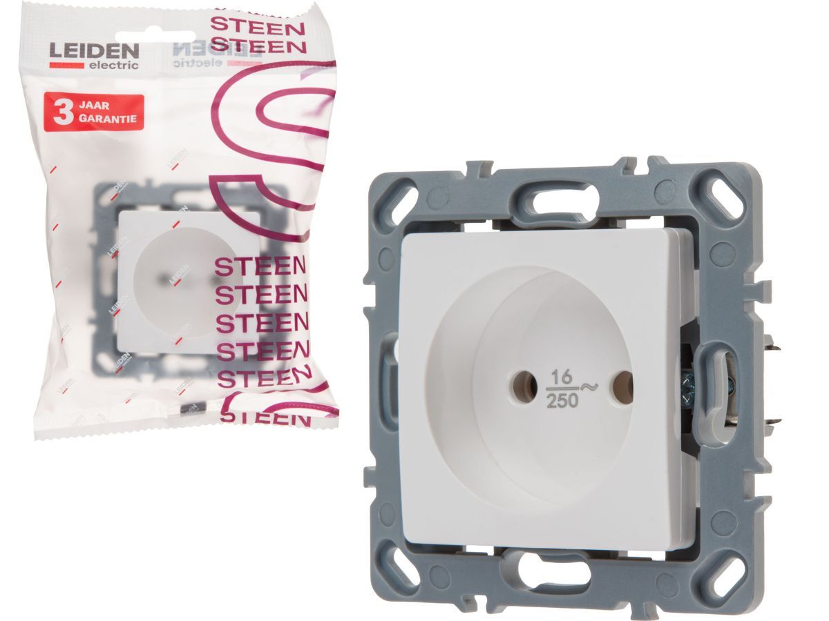 Розетка 1-ая (скрытая, механизм, б/з) белая, Steen LEIDEN ELECTRIC 806061
