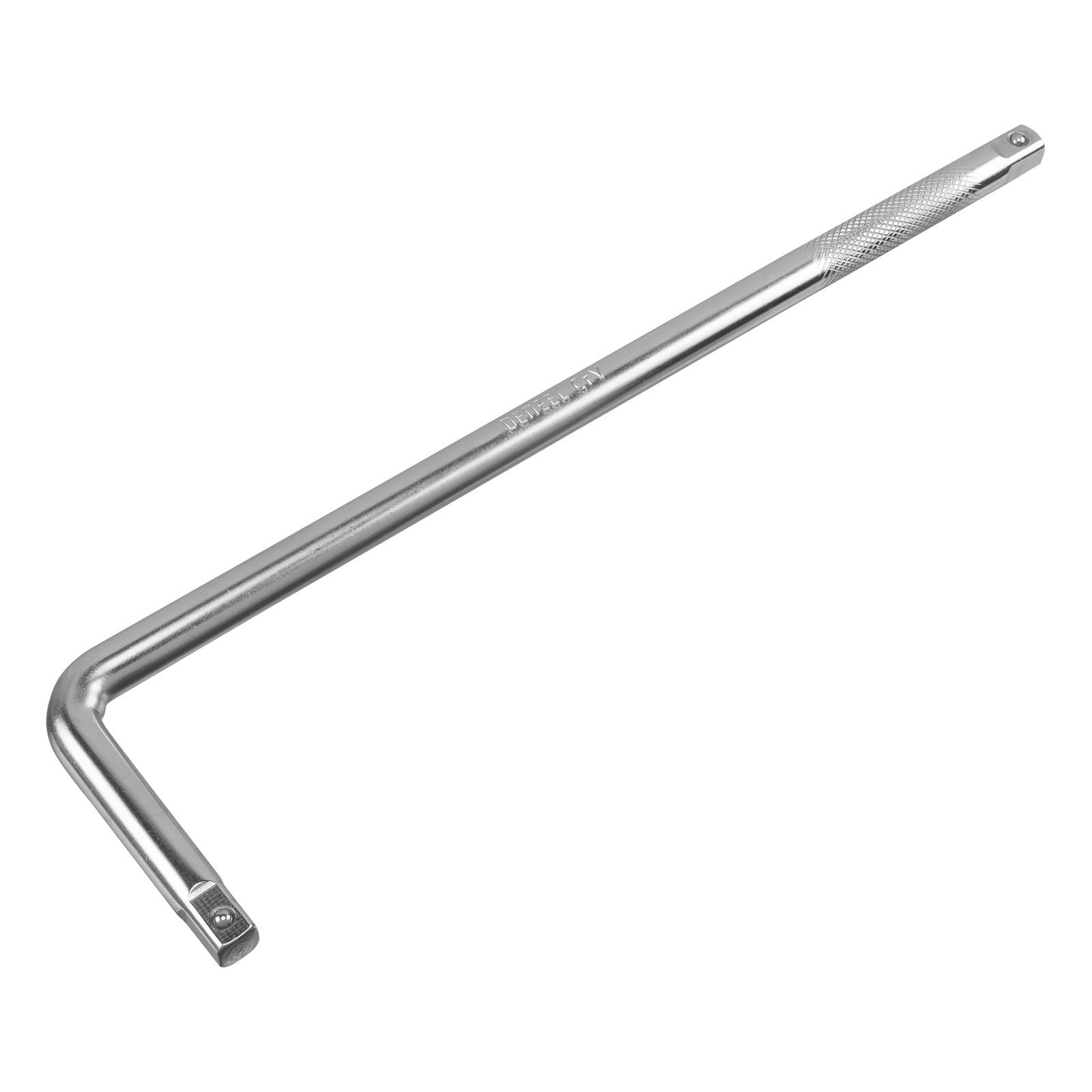 Вороток Г-образный, 375*100 мм, квадрат 1/2", CrV, матовый хром DENZEL 14067