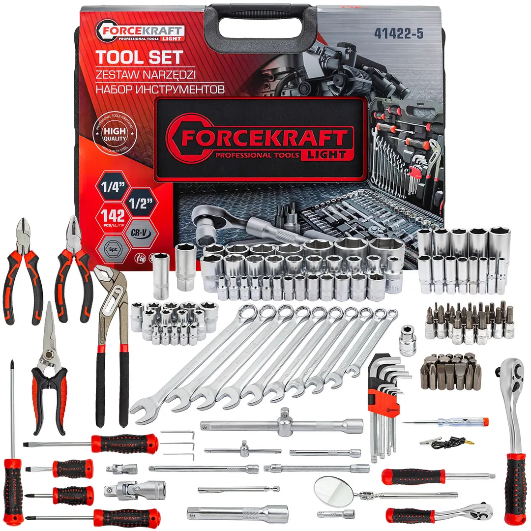 Набор инструментов 142пр. FORCEKRAFT LIGHT FK LIGHT-41422-5