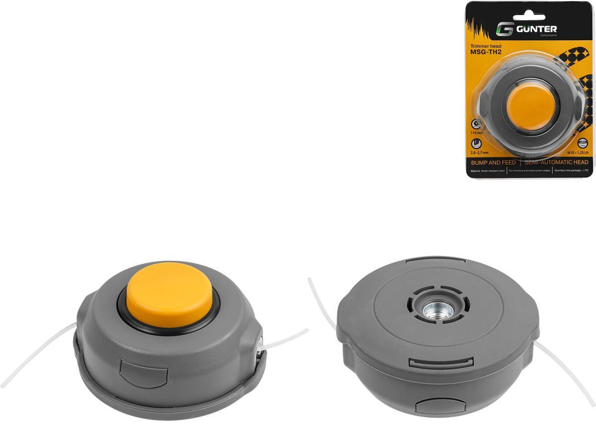 Головка триммерная MSG-TH2 полуавт., блистер (леска до 2.7 мм, ф110 мм, лев. резьба М10х1.25 "мама") GUNTER GUX6010-2