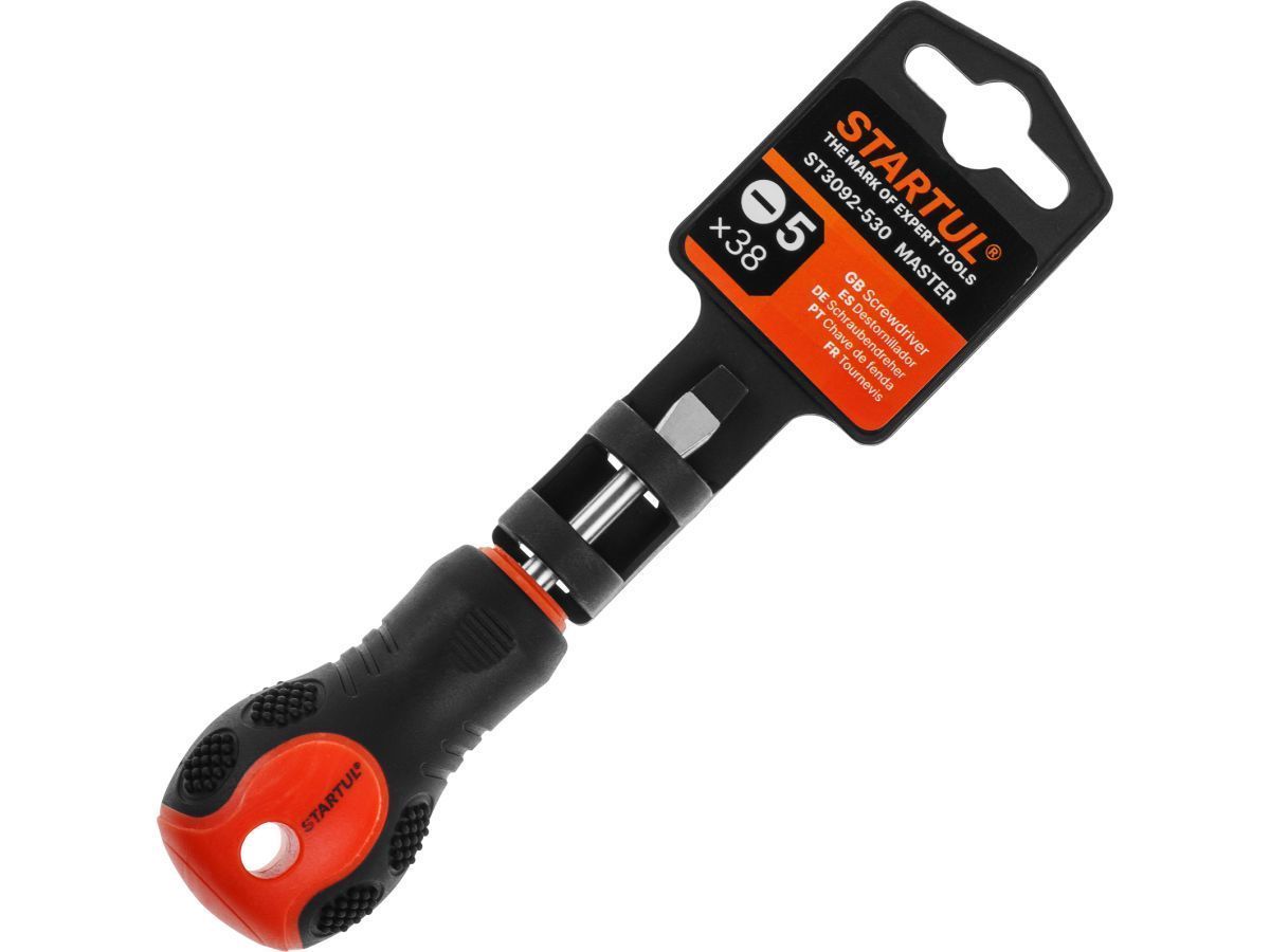 Отвертка "-" 5,0х 38мм SL MASTER (ST3092-530) (шлицевая Slotted, двухкомп. рукоятка Anti-Slip) STARTUL ST3092-530