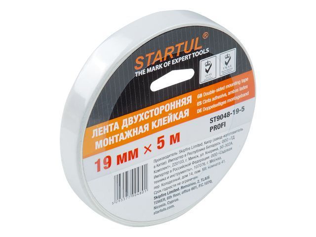 Лента двухсторонняя монтажная клейкая 19mmх5м PROFI STARTUL ST9048-19-5