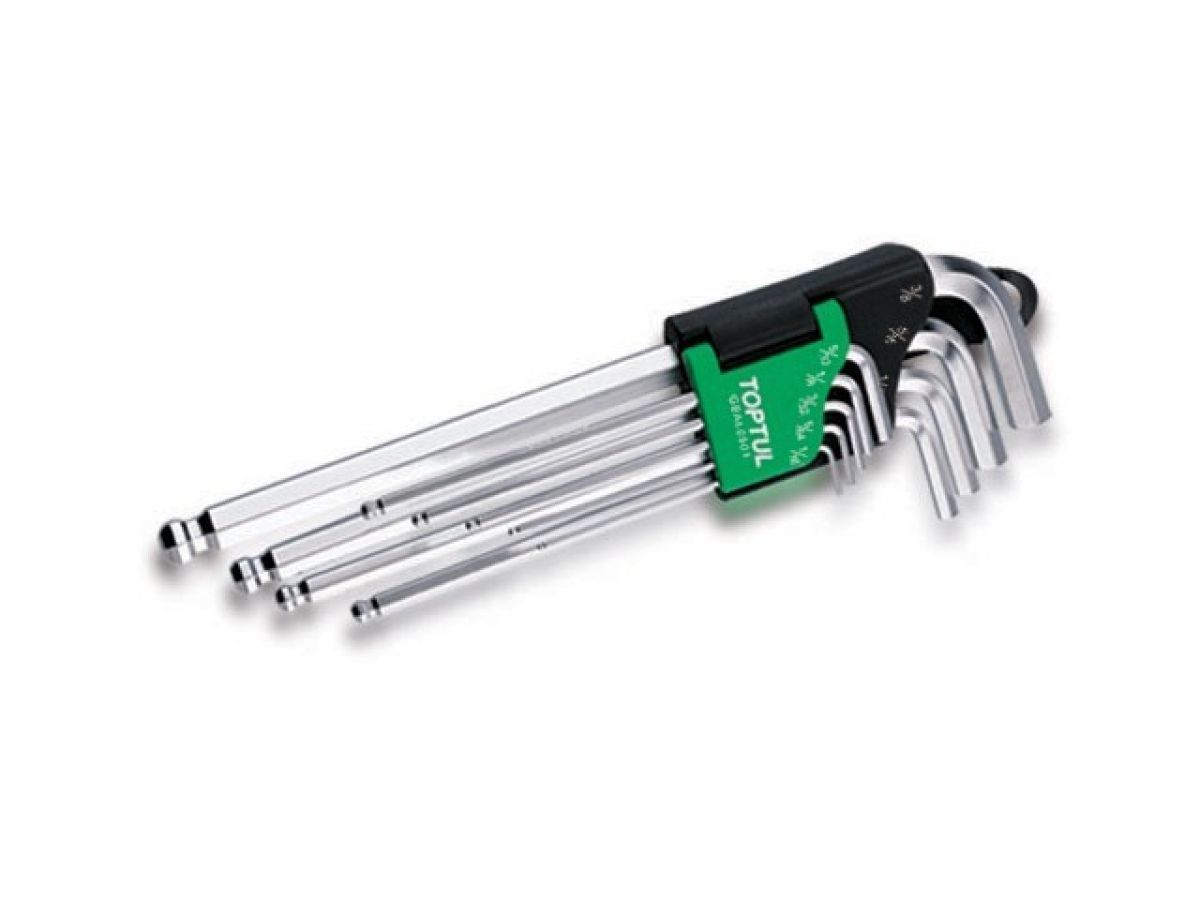 Набор ключей шестигранных , 1/16"-3/8", 9шт, длинных с шаром Toptul GBAL0901