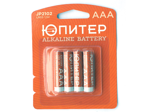 Батарейка AAA LR03 1.5V alkaline 4шт  ЮПИТЕР JP2102